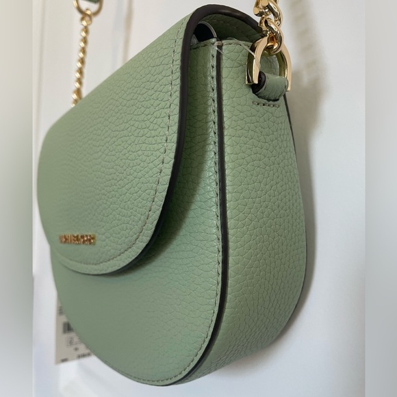 NWT Michael Kors Jet Set Small Half Dome Crossbody Leather Bag Green $198 - Picture 3 of 11